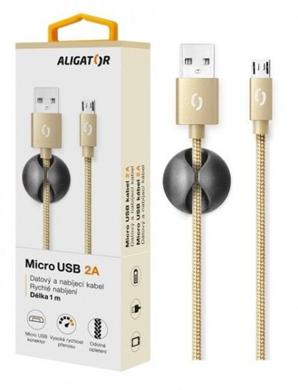 ALIGATOR PREMIUM Datový kabel 2A, USB-C zlatý