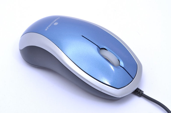 Optická myš Primecooler/Kancelářská/Optická/Drátová USB/Světle modrá