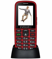 EVOLVEO EasyPhone EG, mobilní telefon pro seniory s nabíjecím stojánkem (červená barva)