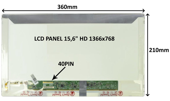 SIL LCD PANEL 15,6" HD 1366x768 40PIN LESKLÝ / ŠROUBOVÁNÍ Z BOKŮ